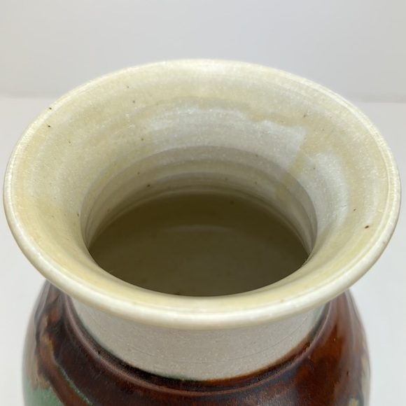 Vtg Apple Lane Studio Art Pottery Vase Abstract Floral Artist Bill Nagengast - Picture 10 of 12